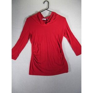 New York & Company Womens Junior 3/4 Long Sleeve Red ‎ Shirt Small
